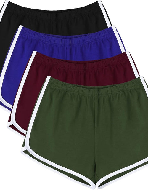 Load image into Gallery viewer, 4 Pack Yoga Short Pants Cotton Sports Shorts Gym Dance Workout Shorts Dolphin Running Athletic Shorts for Women
