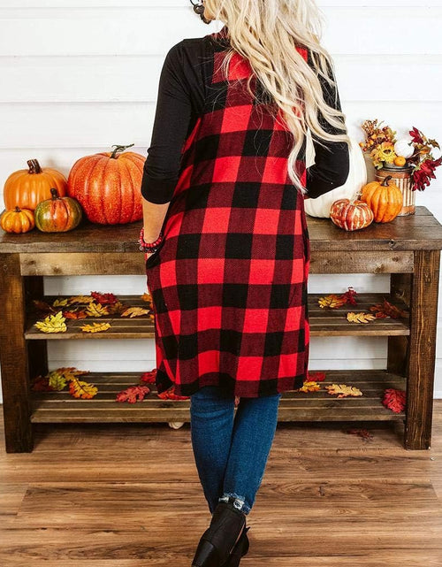 Load image into Gallery viewer, Womens Plaid Open Front Cardigan Sleeveless Drape Lightweight Vest Coat with Pockets
