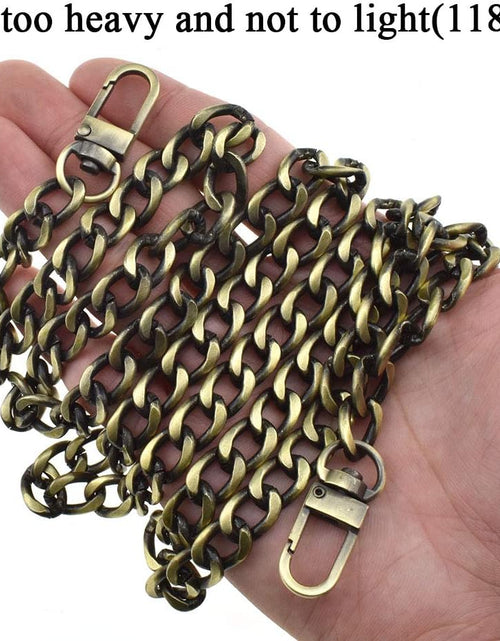 Load image into Gallery viewer, Purse Chain Strap Length 39.4 Inches Bronze for Shoulder Cross Body Sling Purse Handbag Clutch Replacement Strap Comfortable Flat 0.4” Wide Enough 2.4Mm Extra Thick Metal Strap 1 Pack
