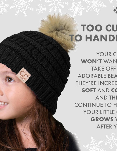 Load image into Gallery viewer, Kids Beanie Baby Toddler Cable Knit Children’S Pom Winter Hat
