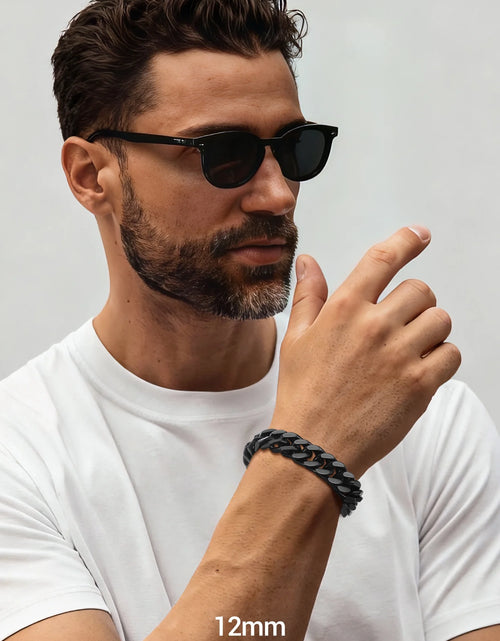 Load image into Gallery viewer, 12Mm Cuban Chains Bracelets for Men Black Chunky Stainless Steel Franco Link Bracelet Father Day Hand Bracelet Jewelry Birthday Valentine Graduation Gifts 7.5 Inch
