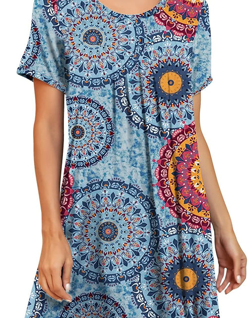 Load image into Gallery viewer, Womens Sleepwear Short Sleeve Nightgown Soft Sleepshirt Pleated Nightshirt Scoopneck Casual Loungewear
