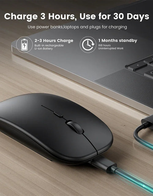 Load image into Gallery viewer, Rechargeable Wireless Mouse Bluetooth-Compatible 2.4Ghz Dual Modes Computer Mice with Nano Receiver for PC Laptop Macbook
