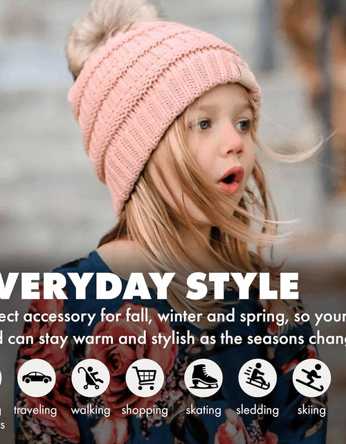 Load image into Gallery viewer, Kids Beanie Baby Toddler Cable Knit Children’S Pom Winter Hat
